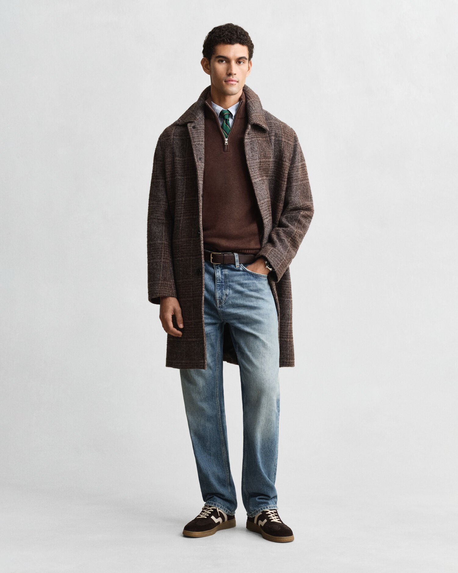 Casual-puuvillaneulepusero puolivetoketjulla