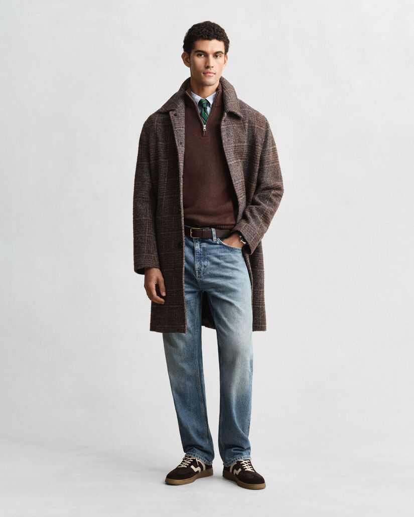 Casual-puuvillaneulepusero puolivetoketjulla