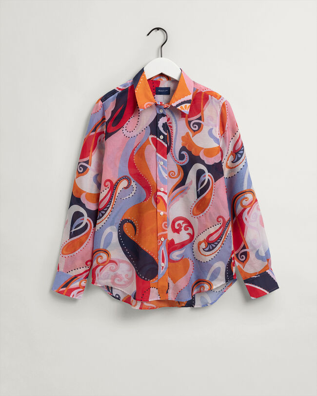 Regular fit ‑mitoitettu paisley-kuvioitu puuvilla-silkkipaita