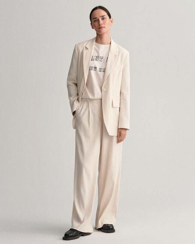 Regular fit ‑mitoitettu joustava pellavableiseri