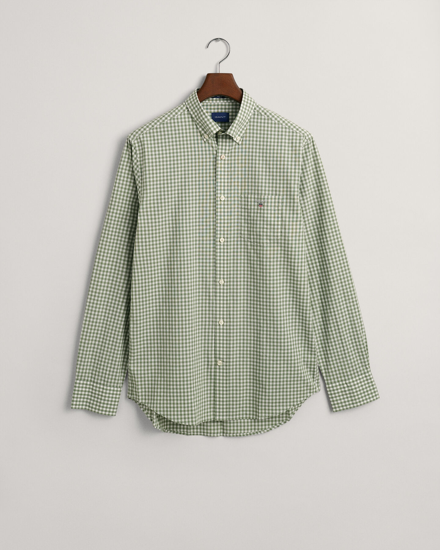 Regular&nbsp;fit ‑mitoitettu gingham-ruutuinen paita broadcloth-kankaasta
