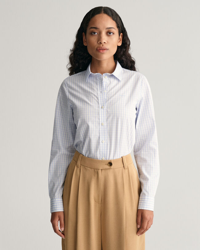 Regular fit ‑mitoitettu gingham-ruutuinen popliinipaita