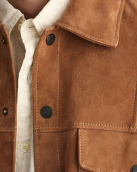 Oversized fit ‑mitoitettu mokkanahkapaita