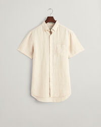 Regular&nbsp;fit ‑mitoitettu lyhythihainen kukonaskelkuvioinen pellavapaita