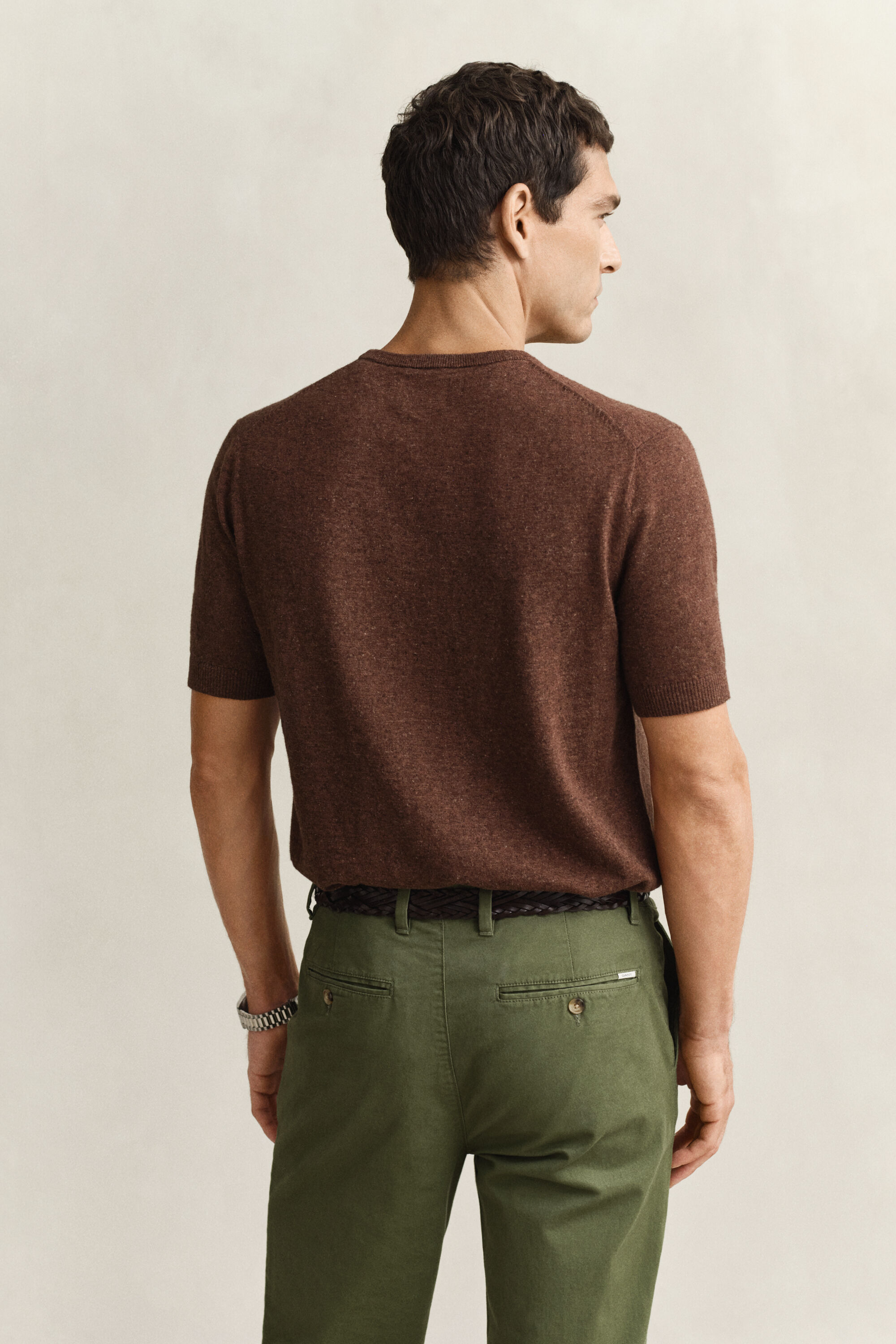 Lyhythihainen neulepusero slub-puuvillasekoitetta