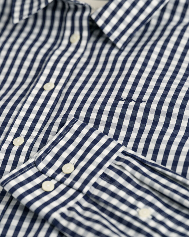 Regular fit ‑mitoitettu gingham-ruutuinen popliinipaita