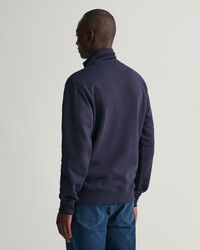 Retro Crest ‑collegepaita, jossa vetoketjullinen p&auml;&auml;ntie