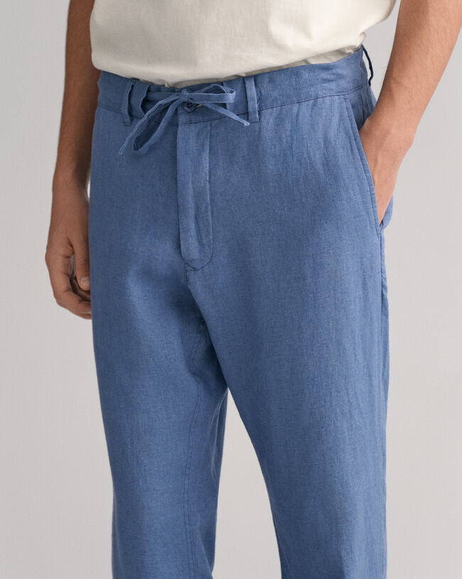 Relaxed fit ‑mitoitetut kiristysnyörilliset pellavahousut