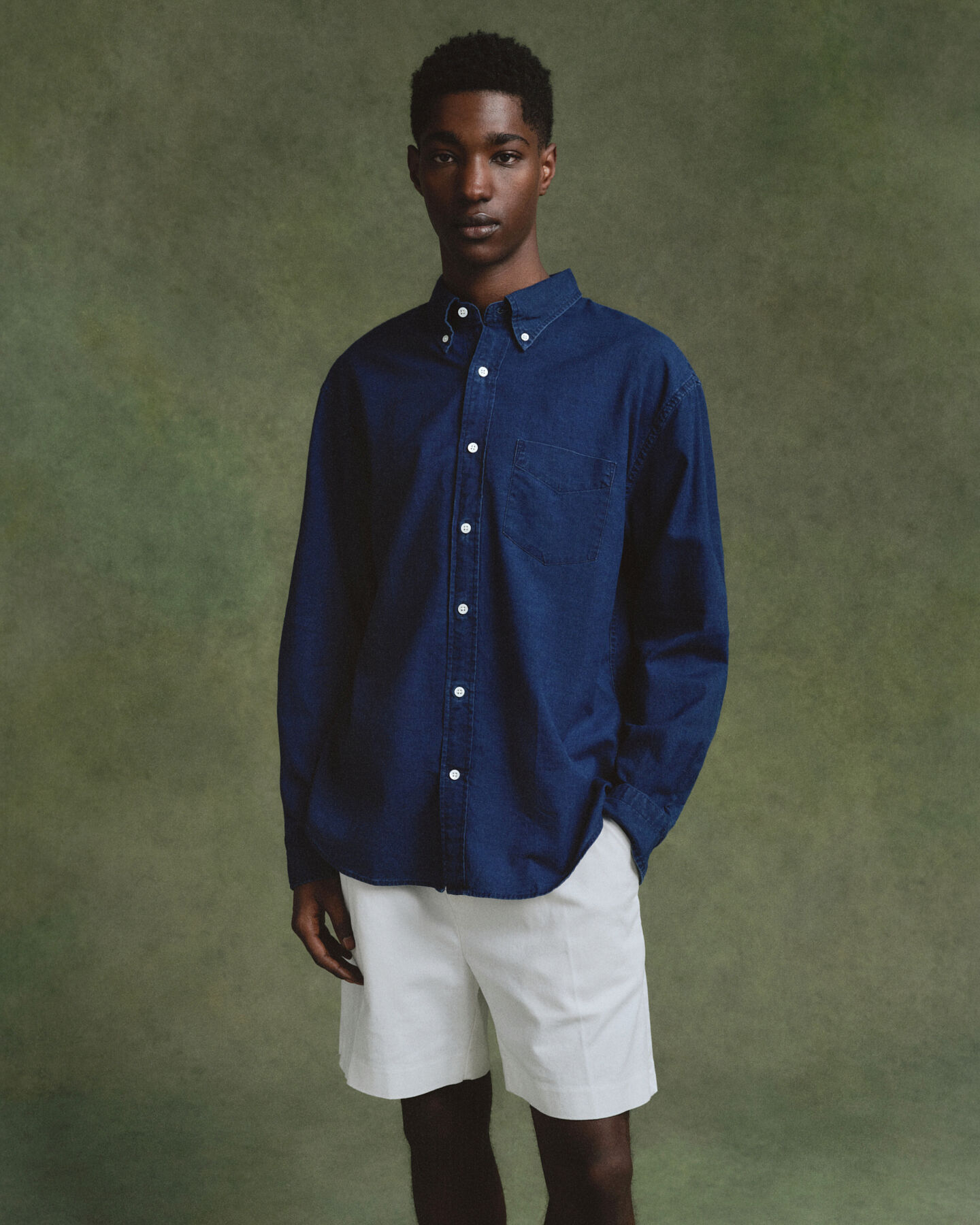 V&auml;lj&auml; indigonsininen oxford‑paita