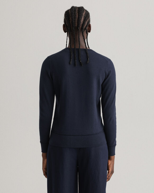 Keveä puuvillaneulepusero, pyöreä pääntie