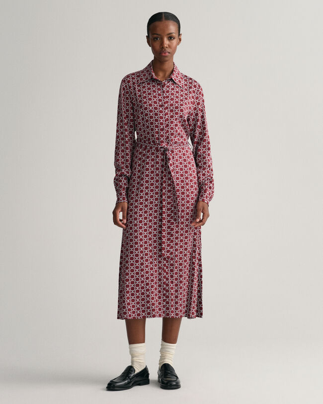 Slim fit ‑mitoitettu geometrisesti kuvioitu paitamekko