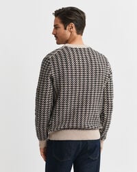 Kaksisävyinen kohoneulepusero, pyöreä pääntie