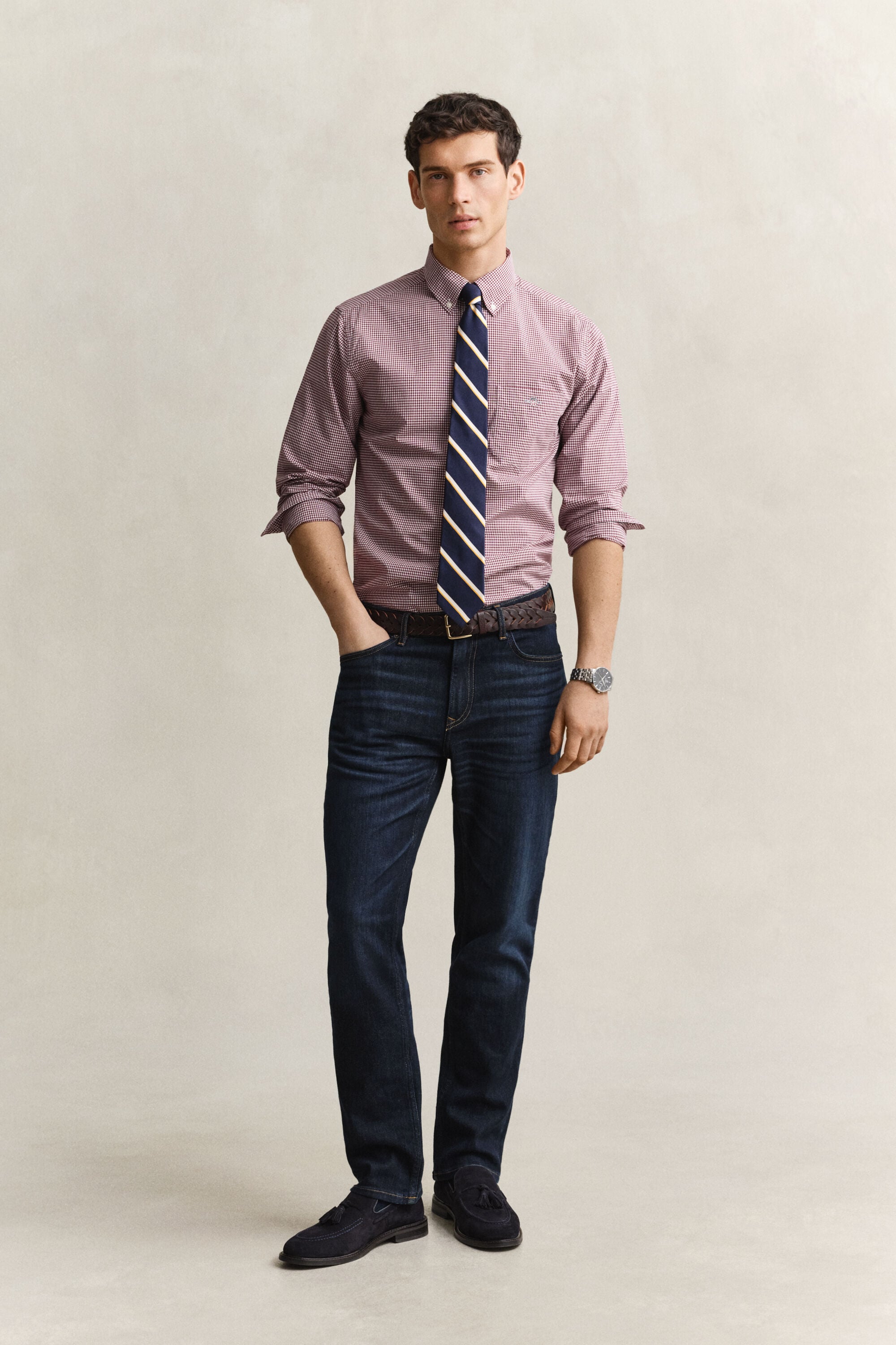 Gingham-ruudullinen Classic-popliinipaita