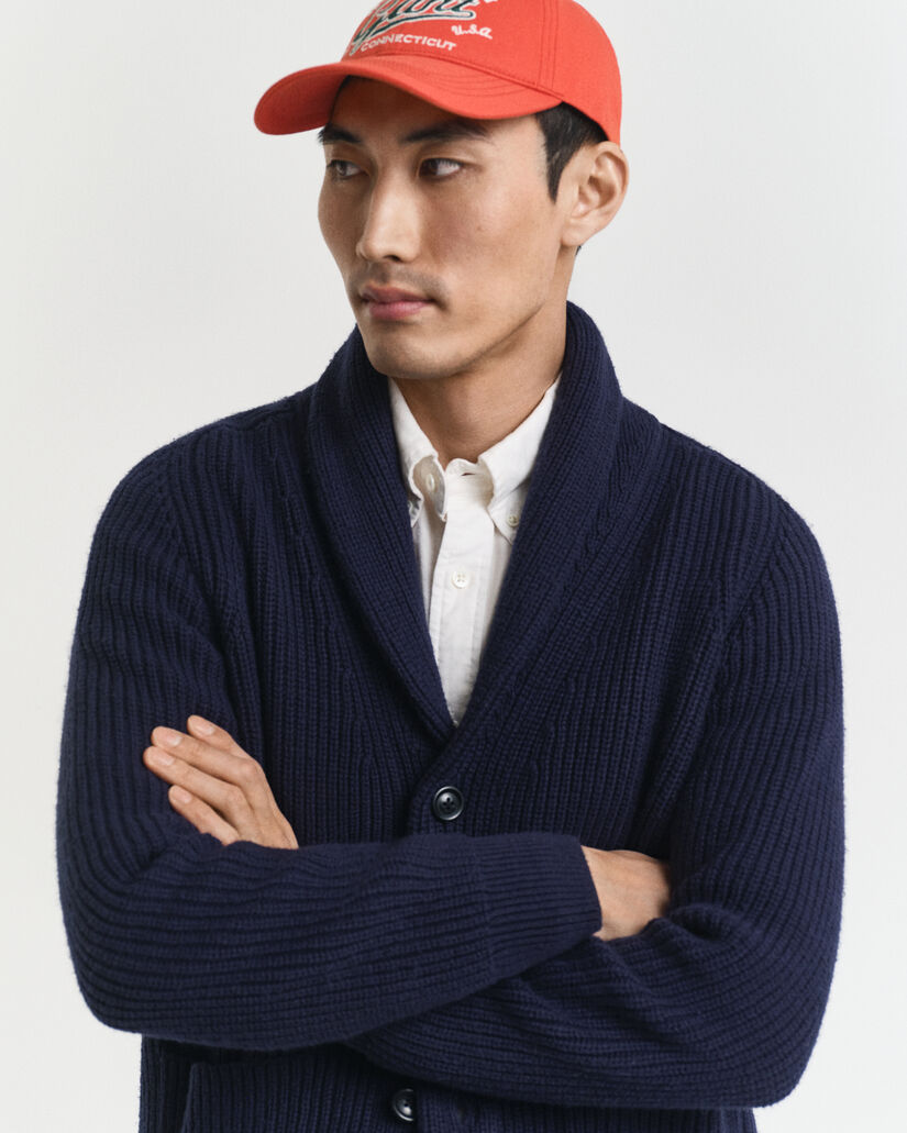 Villasekoitteinen neuletakki, shaalikaulus