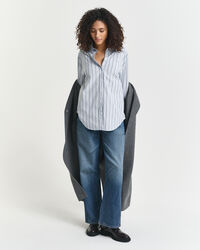 Relaxed fit ‑mitoitettu raidallinen Luxury-oxford-paita