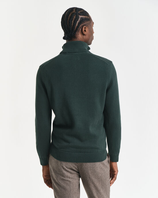 Casual-puuvillaneulepusero puolivetoketjulla