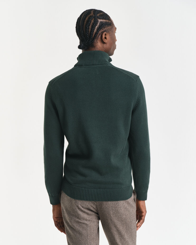 Casual-puuvillaneulepusero puolivetoketjulla