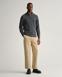 Casual-puuvillaneulepusero puolivetoketjulla