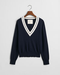 Kontrastivärinen v-neulepusero