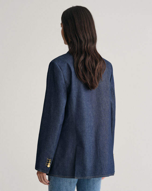 Regular fit ‑mitoitettu denimkankainen Club Blazer