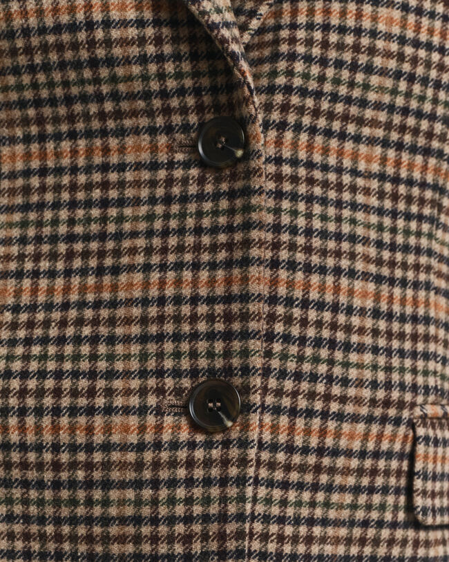 Regular fit ‑mitoitettu kukonaskelkuvioinen villakangasbleiseri