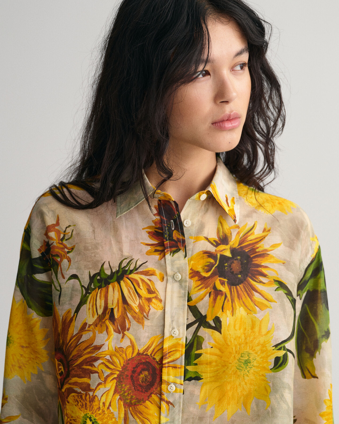 Relaxed fit ‑mitoitettu printtikuvioitu Sunflower-paita puuvilla-silkkisekoitetta