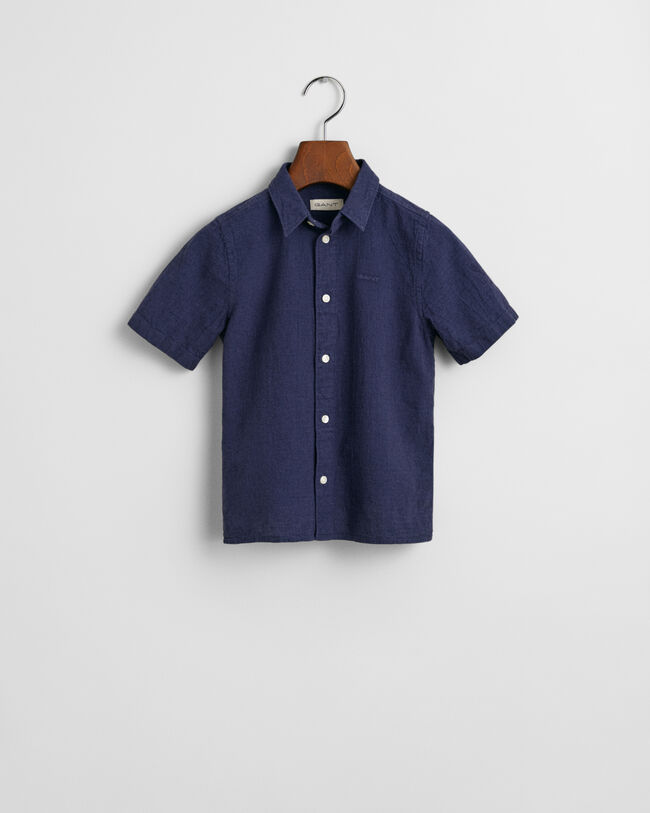 Kids-malliston lyhythihainen puuvilla-pellavapaita