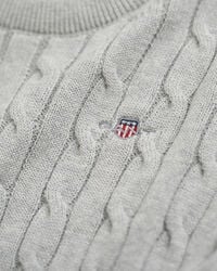 Kids-malliston puuvillainen Shield-palmikkoneulepusero, jossa pyöreä pääntie