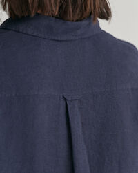 Regular fit ‑mitoitettu pellavainen chambray-paita