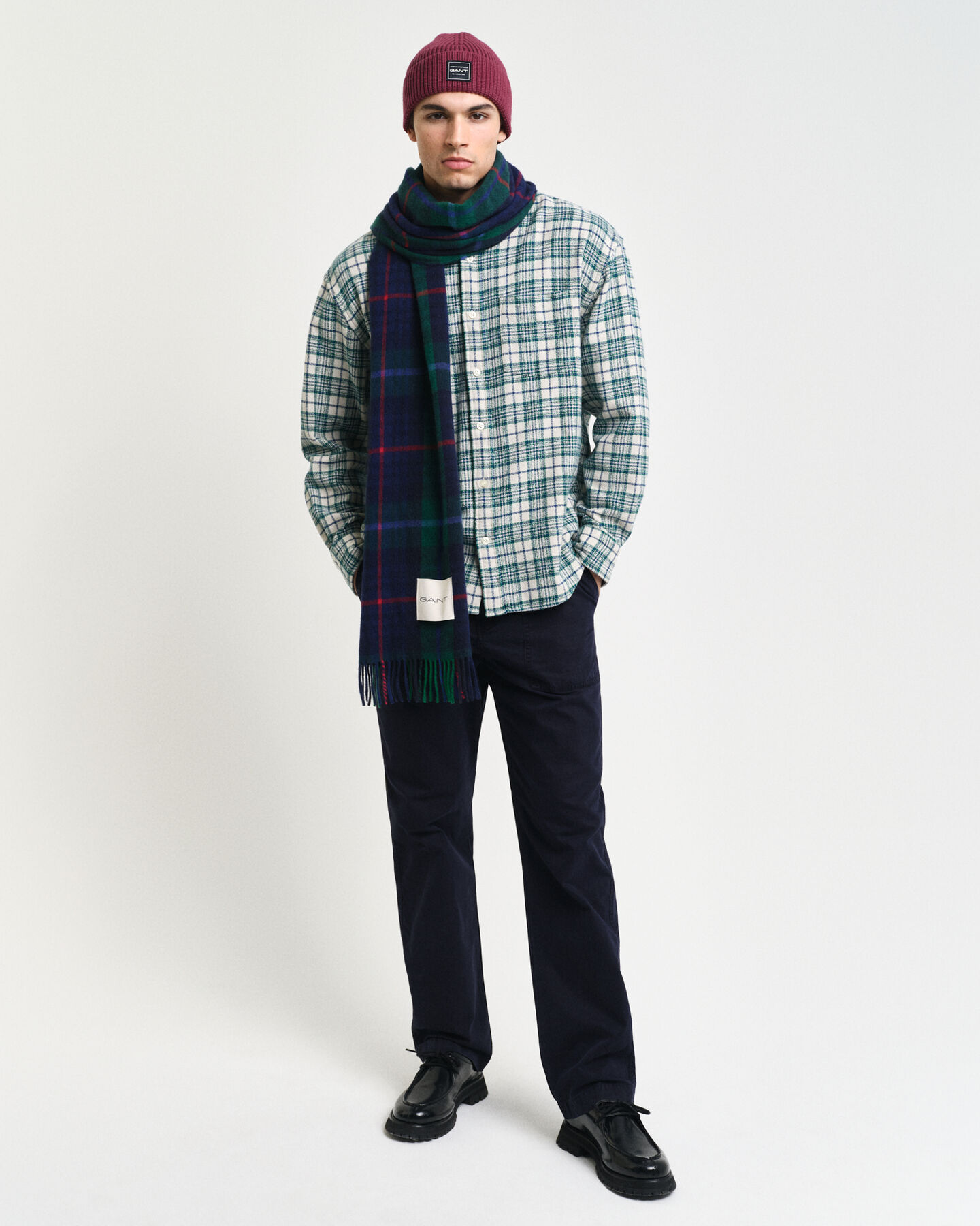 Oversized&nbsp;fit ‑mitoitettu kohopintainen ruutupaita