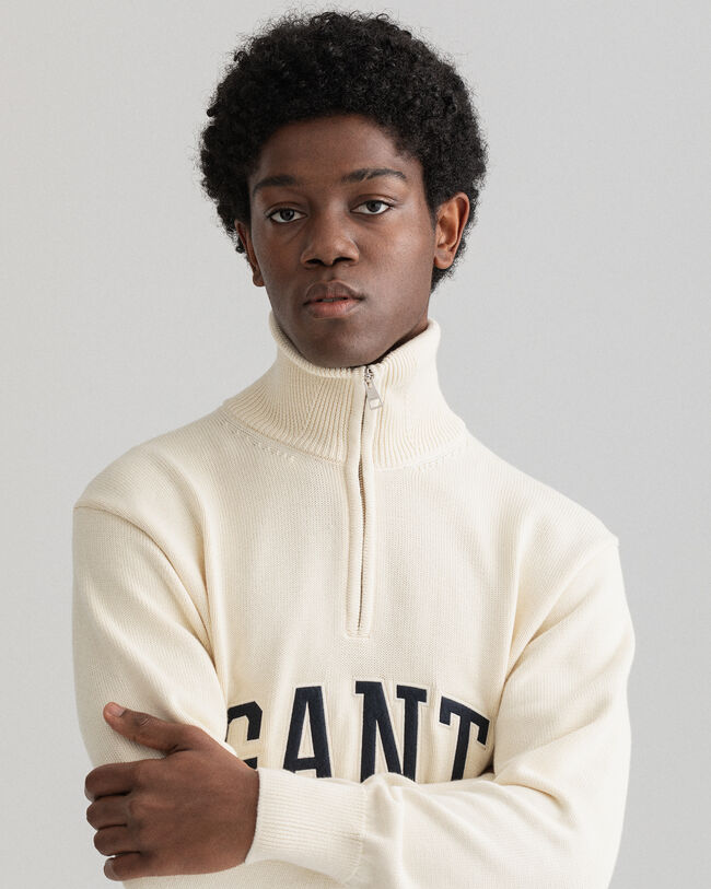 Puolivetoketjullinen Retro Shield ‑neulepusero