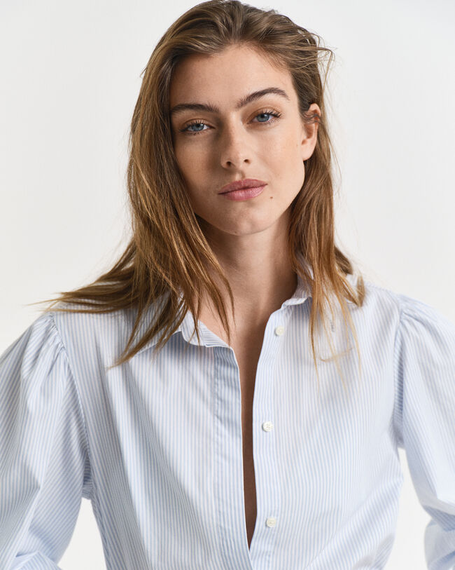 Raidallinen klassinen popliinimekko