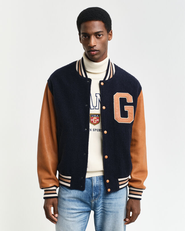 GANT Varsity Jacket ‑takki villaa ja nahkaa