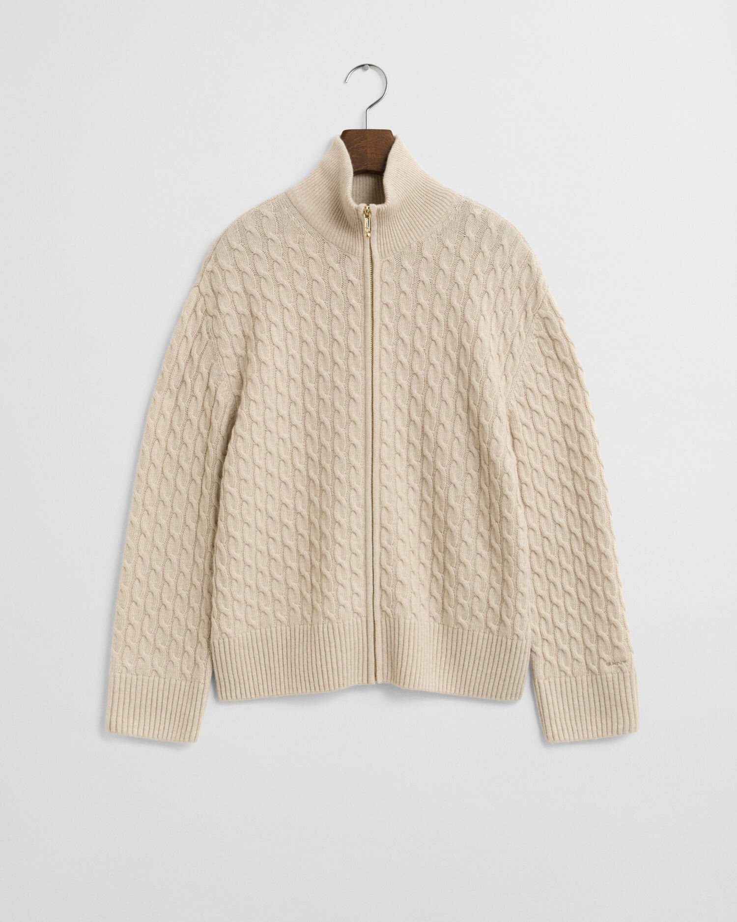 Vetoketjullinen palmikkoneuletakki