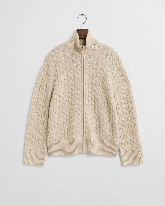 Vetoketjullinen palmikkoneuletakki