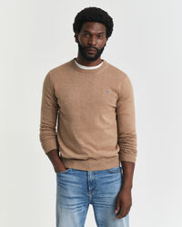 Klassinen puuvillaneulepusero, pyöreä pääntie