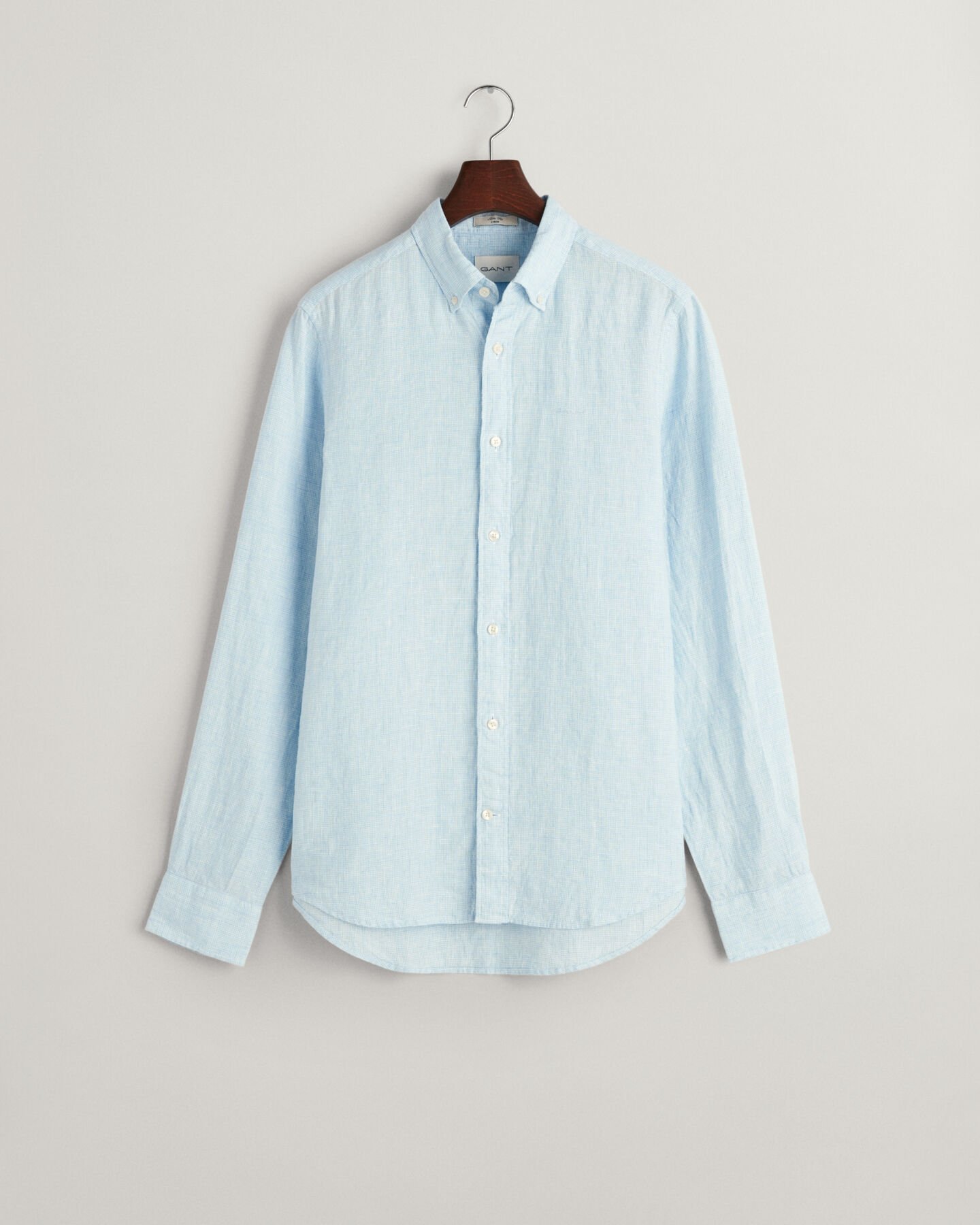 Slim&nbsp;fit ‑mitoitettu kukonaskelkuvioinen pellavapaita