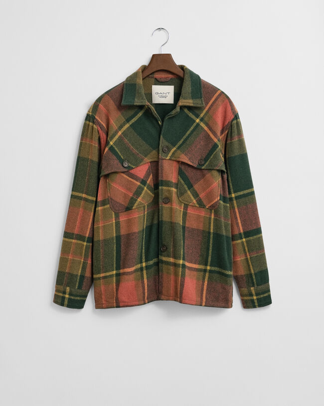 Relaxed fit ‑mitoitettu villakankainen ruutupaita