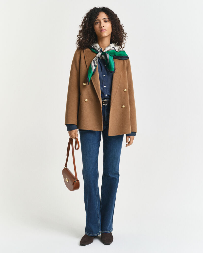 Regular fit ‑mitoitettu käsin tikattu klubitakki