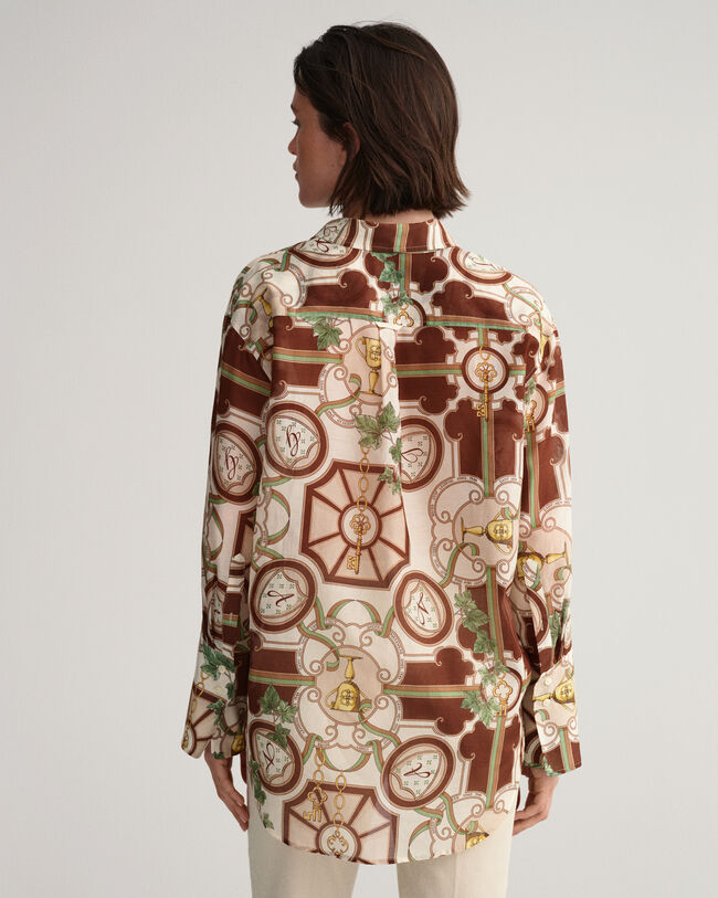 Relaxed fit ‑mitoitettu American Luxe ‑puuvilla-silkkipaita