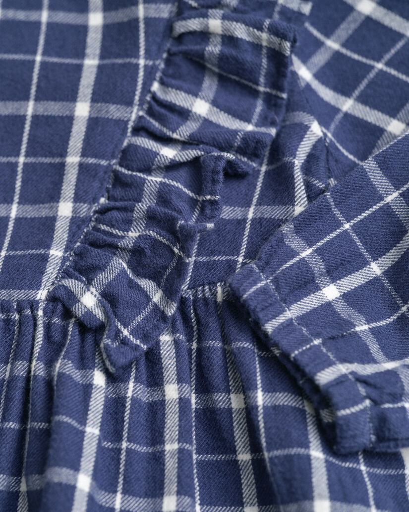 Baby Girls ‑malliston ruutuflanellinen röyhelömekko