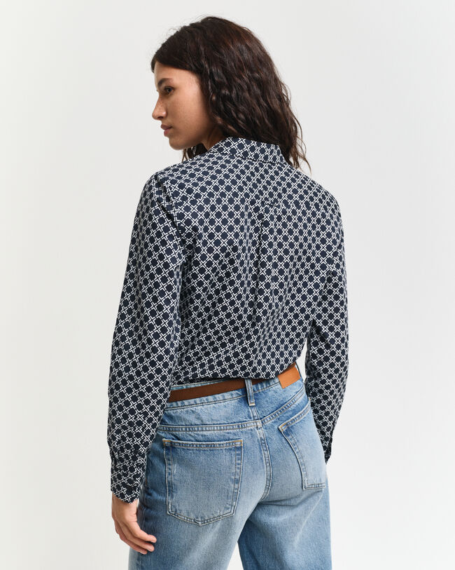 Regular fit ‑mitoitettu Geometric-puuvillavoileepaita