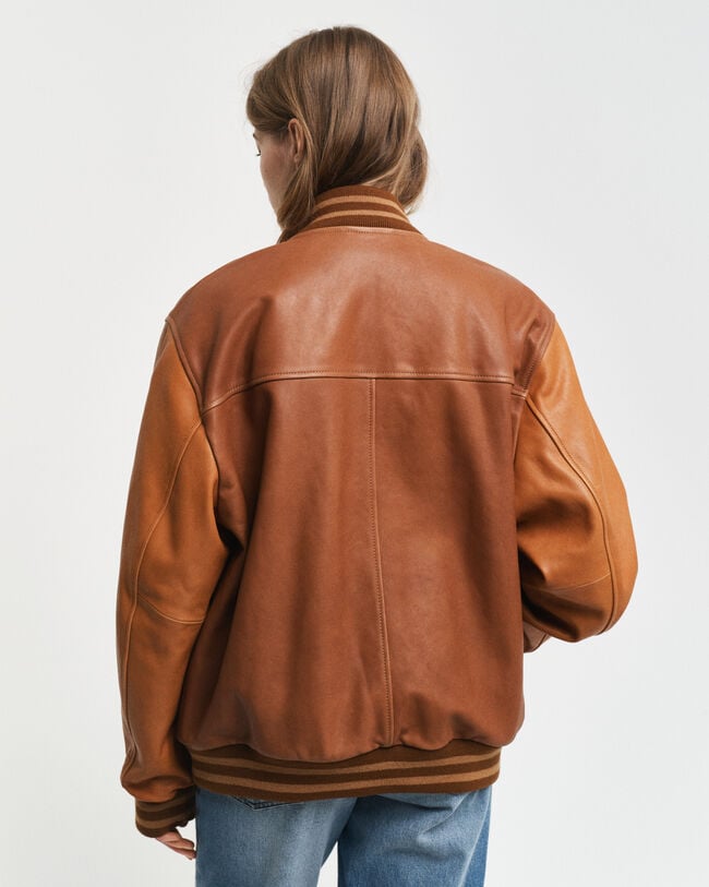 Nahkainen GANT Varsity Jacket ‑takki