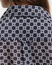 Relaxed fit ‑mitoitettu Geometric-puuvilla-silkkipaita