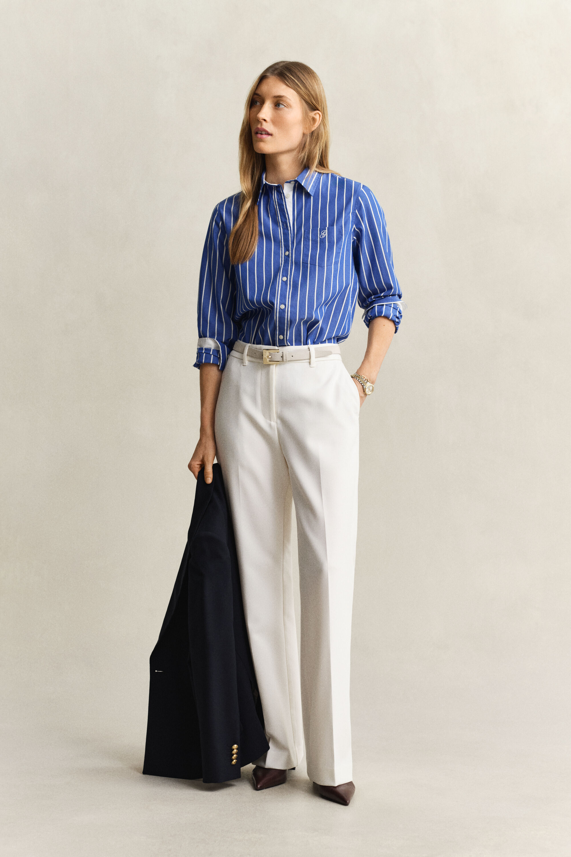 Regular fit ‑mitoitettu raidallinen Classic-popliinipaita