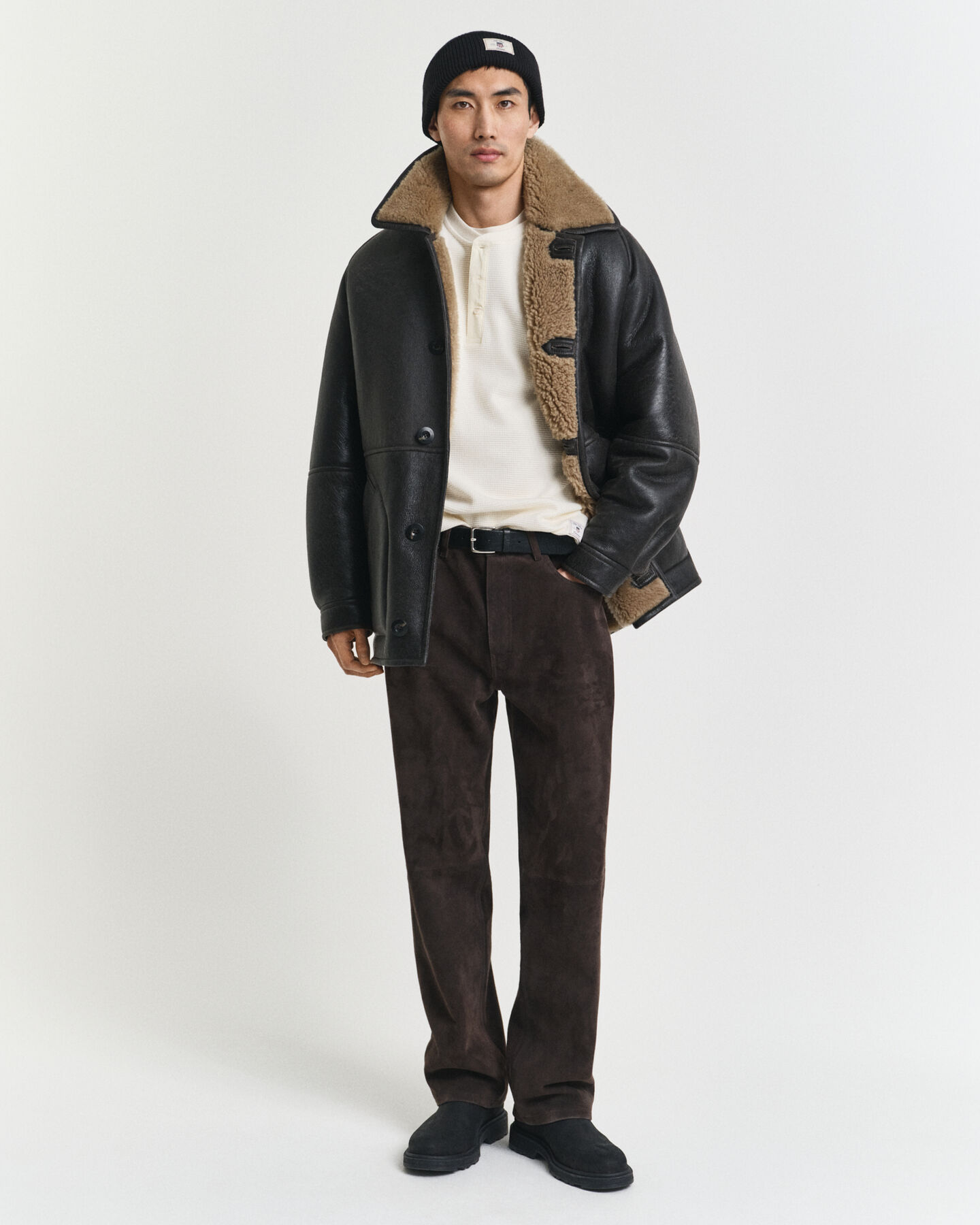 Pitkähihainen vohvelipintainen henley-paita