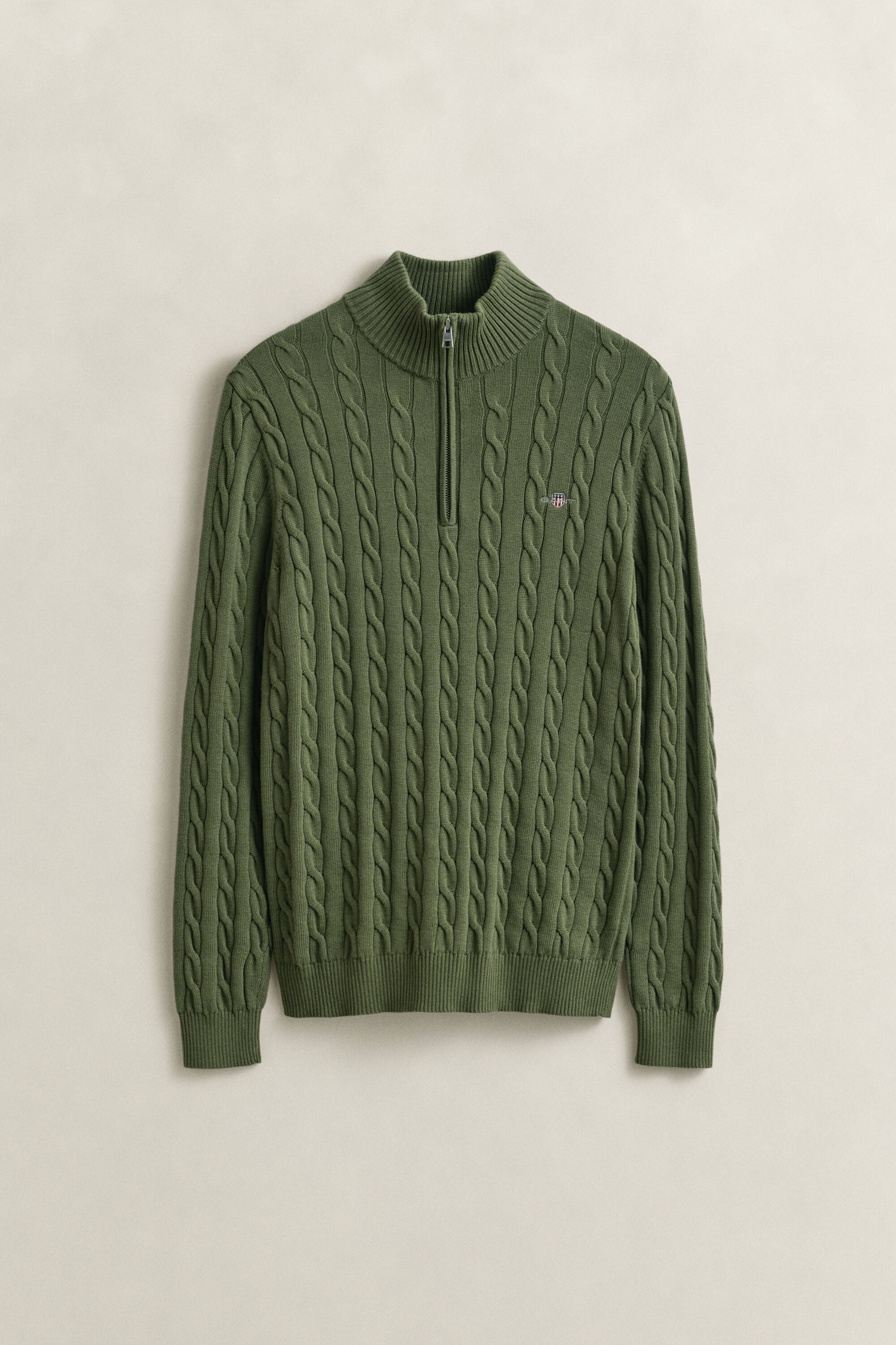 Puuvillainen palmikkoneule, vetoketjukaulus