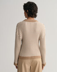 Raidallinen puuvillainen ribbineulepusero, jossa py&ouml;re&auml; p&auml;&auml;ntie