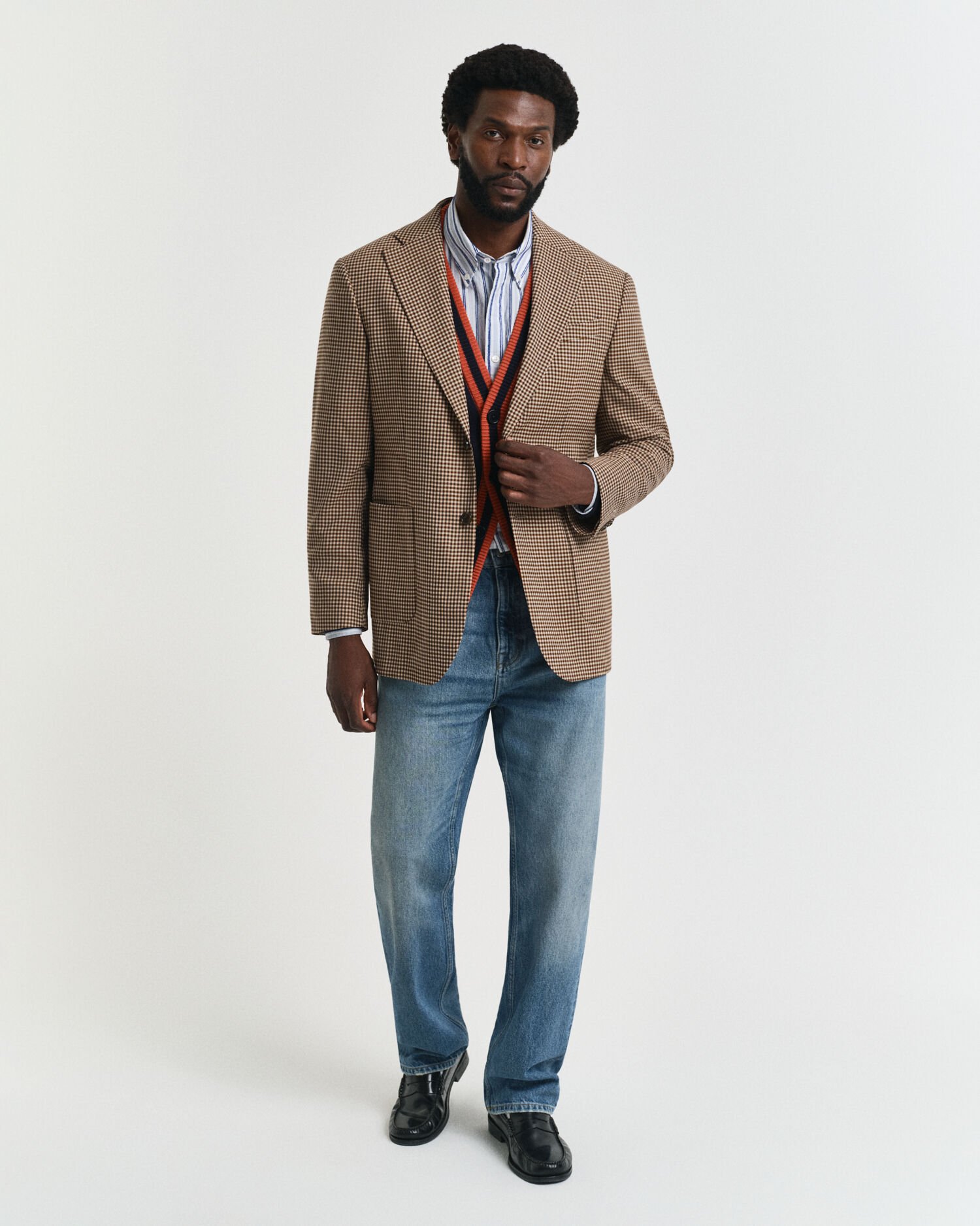 Relaxed fit ‑mitoitettu gingham-ruudullinen bleiseri