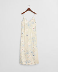 Kukkakuvioinen spagettiolkainmekko